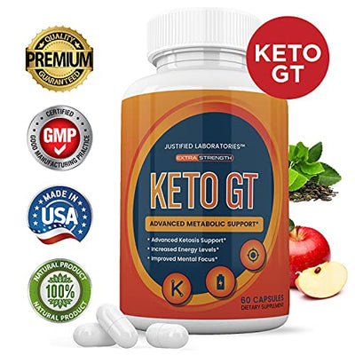 (2 Pack) Keto GT Advanced Includes Apple Cider Vinegar goBHB Exogenous Ketones Keto Pills Supplement Premium Ketosis Support for Men Women 120 Capsules