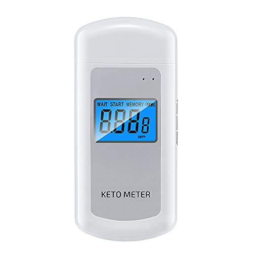 Ketone Breath Analyzer Professional Rechargeablel Ketone Breath Meter Portable Digita Ketone Breath Tester with 10 Replaceable Mouthpieces for Ketogenic Diet Testing with 10 Mouthpieces