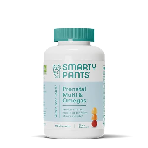 SmartyPants Prenatal Vitamins for Women, Multivitamin Gummies: Omega 3 Fish Oil (EPA/DHA), Biotin, Methylfolate, Vitamin D3, C, Vitamin B12, B6, A, K & Zinc, Inositol, 80 Count (20 Day Supply)