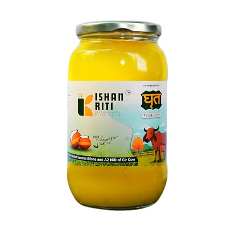 A2 Gir Cow Ghee Clarified Butter 8.45 Fl. Oz/250mL – 100% Pure Desi Ghee | Pasture-Raised | Gut Friendly Keto Friendly, Paleo, Lactose Free, Casein Free, Non-GMO |a2 ghee organic by Kishankriti