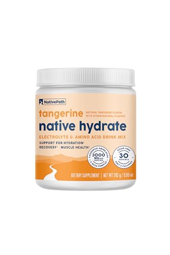 NativePath Native Hydrate, Zero Sugar, Electrolytes Powder with BCAAs, Tangerine Hydration, Keto & Paleo Friendly, 30 Servings