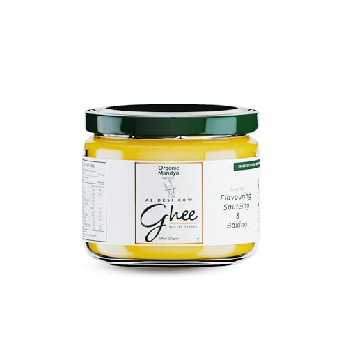 A2 Desi Grass-Fed Ghee Clarified Butter, Pasture Raised, Lactose Free, Stress-Free Cattle (9.3 oz / 275 ml) by Organic Mandya