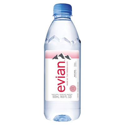 evian Natural Spring Water, PH Balanced with Natural Electrolytes, 16.9fl oz./500mL Bottles (pack of 24)