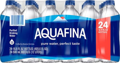 Aquafina Water, Purified, 16.9 Fl Oz (Pack of 24)