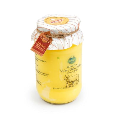 Indicow A2 Desi Cow Ghee, Clarified Butter | Grass Fed Cows | (1000ML(33.8oz), A2 Cow Ghee (Sahiwal Cows)) | Clarified Butter Fat, Keto, Paleo, Lactose Free, Casein Free, Non-GMO |a2 ghee organic