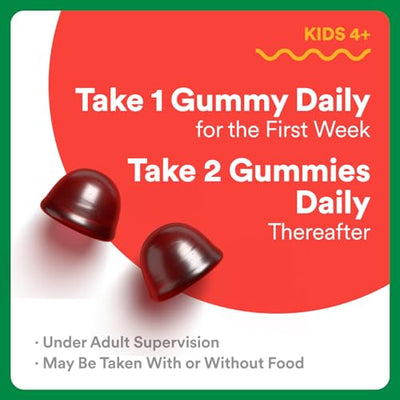 SmartyPants Kids Fiber & Veggies: Prebiotic Fiber Gummies for Kids, Fiber Supplement with Inulin, Organic Green Veggie Blend, Vegan, Gluten Free, Mixed Berry Flavor, 60 Count (30 Day Supply)