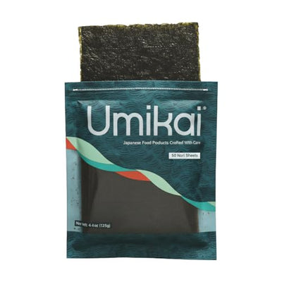 Umikai Premium Sushi Nori Sheets 50 Count, Single Package, Restaurant Quality, Used for Maki, Hand Rolls, Onigiri, Musubi