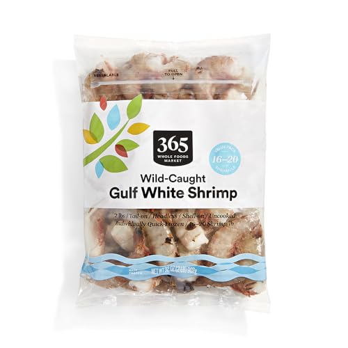 365 by Whole Foods Market, Wild White Gulf Shrimp 16/20, Frozen, 32 Ounce Value Pack