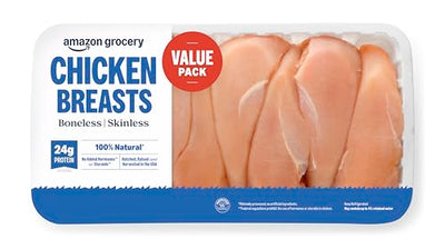 Amazon Grocery, Chicken Breast Fillets Value Pack, Boneless Skinless, 100% Natural, Weight Varies
