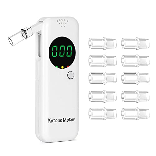 Portable Ketone Breath Meter Ketone Breath Analyzer Digital Ketosis Breath Tester for Accurate Ketosis Tracking - Includes 10 Reusable Mouthpieces