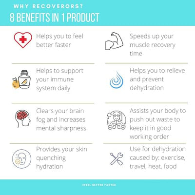 RecoverORS 8 in 1 Electrolyte Powder & Vitamin C Defense Hydration, Dual Keto Food Friendly & Potassium Supplement Booster, Adult Low Carb Rehydration Solution Drink Mix (25-Pack)
