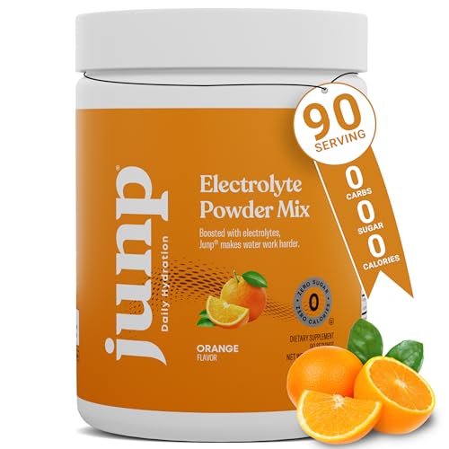 JUNP Electrolytes Powder No Sugar No Carbs, Sweet Tangy Citrus Orange Keto Electrolyte Drink Mix, Potassium & Salt Hydration Powder Electrolytes Zero Calorie Sugar Free Electrolyte Powder, 90 Servings