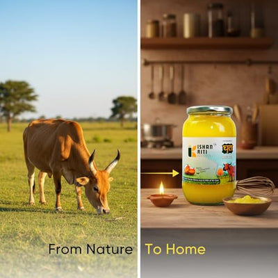A2 Gir Cow Ghee Clarified Butter 8.45 Fl. Oz/250mL – 100% Pure Desi Ghee | Pasture-Raised | Gut Friendly Keto Friendly, Paleo, Lactose Free, Casein Free, Non-GMO |a2 ghee organic by Kishankriti