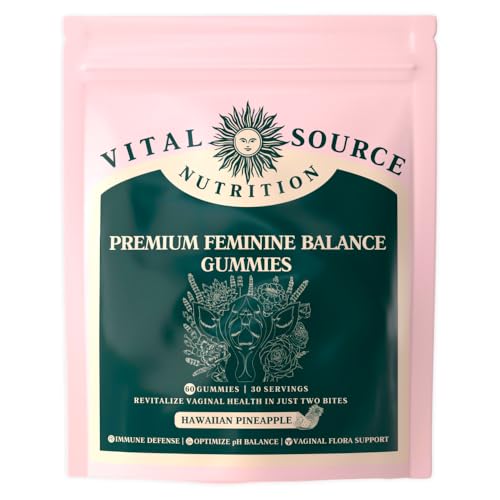 Vital Source Nutrition - Premium Feminine Balance Gummies - for Women’s Health & Wellness - Immune Support - Vegan, Gluten-Free - Hawaiian Pineapple - 60 Gummies - 30 Servings