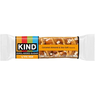 KIND ZERO Added Sugar Bars, Caramel Almond & Sea Salt, Keto Friendly Snacks, Gluten Free, 5g Protein, 5 Count
