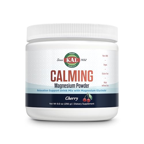 KAL Calming Magnesium Powder - Cherry Flavor Magnesium Supplement - High Absorption, Relaxation Support, No Added Sugar, Vegan, Gluten Free, Made Without Soy - 40 Servings, 9 oz