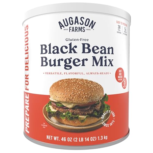 Augason Farms Black Bean Burger Mix Can, Certified Gluten Free, Emergency Food Supply, Everyday Meals, 38 Servings