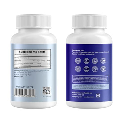 Heivy Electrolyte Capsules, High Sodium Salt Tablets (500mg Sodium &100mg Potassium), Salt Pills for POTS, Running, Keto, Electrolytes for Hydration Supplement - 100 Count (Size 0) - Made in USA