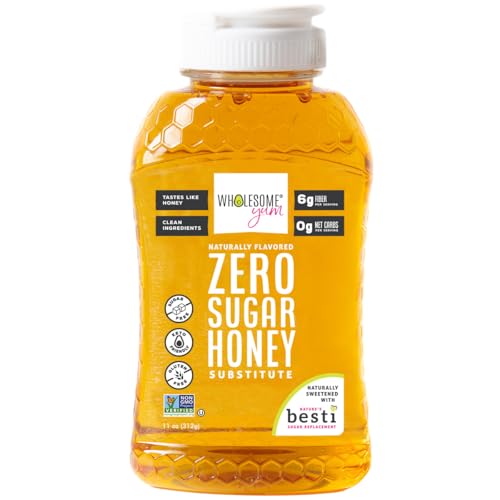 Wholesome Yum Zero Sugar Honey Substitute (Keto) - Natural Sugar Free Honey Alternative With Monk Fruit & Allulose - Zero Net Carbs, Non GMO, Gluten Free, No Aftertaste (11 oz)