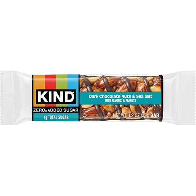 KIND ZERO Added Sugar Bars, Dark Chocolate Nuts and Sea Salt, Keto Friendly Snacks, Gluten Free, 5g Protein, 5 Count