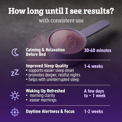 Magnesium Glycinate Powder for Sleep - Magnesium Sleep Aid Without Melatonin - Natural Sleep Drink Mix with GABA, L-Theanine, Apigenin, Valerian & Lemon Balm