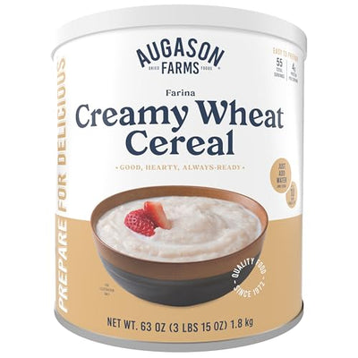 Creamy Wheat Cereal Can Emergency Food Supply, 55 Servings, 10 Year Shelf Life - Instant Breakfast Food and Healthy Snack