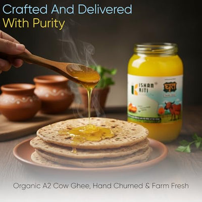 A2 Gir Cow Ghee Clarified Butter 8.45 Fl. Oz/250mL – 100% Pure Desi Ghee | Pasture-Raised | Gut Friendly Keto Friendly, Paleo, Lactose Free, Casein Free, Non-GMO |a2 ghee organic by Kishankriti