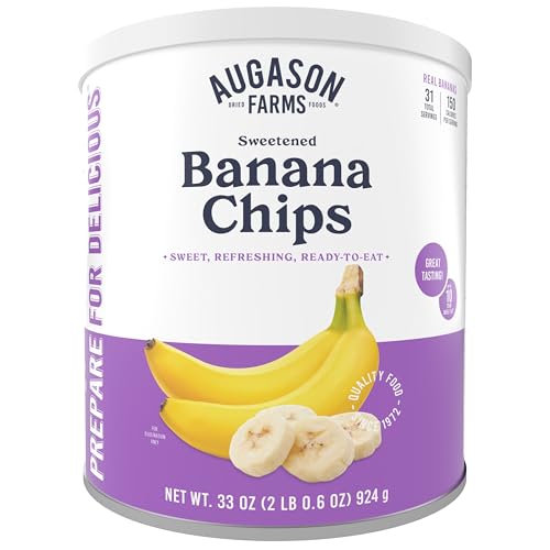 Augason Farms Sweetened Banana Chips Emergency Food Supply, 31 Servings, 10 Year Shelf Life, Great for Cooking, Baking, and Snacks - Dehydrated Meals, Survival Food Camping Essentials Can