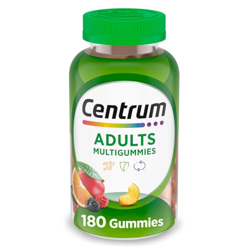 Centrum MultiGummies Gummy Multivitamin for Adults, Multivitamin/Multimineral Supplement with Vitamins D, B and E, Assorted Fruit Flavor - 18 Count