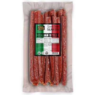 Long John Snacks Dried Salami Sticks - High Protein Smoked Meat Sticks Bulk Pack - Handcrafted From Fresh, Never-Frozen Cuts of USA Beef and Pork - Low Carb, Keto Snacks - Italian, 16 Oz