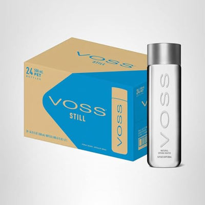 VOSS Premium Still Bottled Natural Water - BPA-Free - High Grade PET - Recyclable Plastic - Pure Drinking Water with Unique & Iconic Bottle Design - 24 Pack