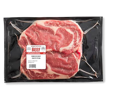 Amazon Grocery, Beef Ribeye Steak, Boneless, Value Pack, USDA Choice, Weight Varies