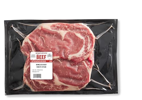Amazon Grocery, Beef Ribeye Steak, Boneless, Value Pack, USDA Choice, Weight Varies