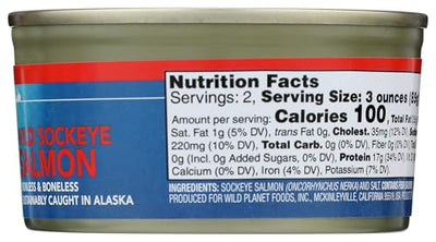 Wild Planet Wild Sockeye Salmon, 6 oz