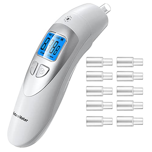 Breath Ketone Meter for ketosis Testing - High Accuracy Ketone Breath Analyzer - Designed for Keto Tracking & Ketosis Status, Ketosis Breath Tester with 10 Mouthpieces