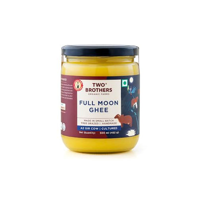 Full Moon A2 Ghee | Cultured, Grass-Fed Desi Cow Clarified Butter | Healthy Butter Alternative | Made in Small Batch | Keto & Paleo Friendly,Ayurvedic Cooking Superfood from Two Brothers Organic Farms