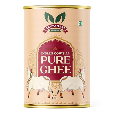 GAVYAMART A2 Cow Ghee ,Grassfed Ghee – Pasture Raised, Hand Crafted Clarified Butter Organic Cow Ghee (1L) 33.81Oz