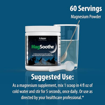 Jigsaw Health MagSoothe | Fast-Acting, Calming Magnesium Glycinate Powder Supplement | Raspberry Lemonade Flavor | 60 Servings (Jar)
