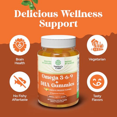 Omega 3 Gummies for Adults - Vegetarian Omega 3 6 9 DHA Gummies for Brain Bone and Heart Health and Joint Support - Burpless Fish Free Plant Based Supplement Men Women - 120 Count