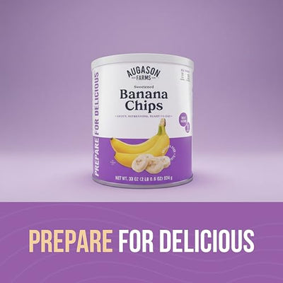 Augason Farms Sweetened Banana Chips Emergency Food Supply, 31 Servings, 10 Year Shelf Life, Great for Cooking, Baking, and Snacks - Dehydrated Meals, Survival Food Camping Essentials Can