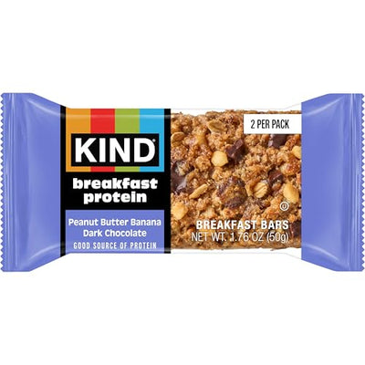 KIND Breakfast Protein Bars, Peanut Butter Banana Dark Chocolate, Healthy Snacks, Gluten Free, 8g Protein, 6 Count (6 Packs of 2 bars)
