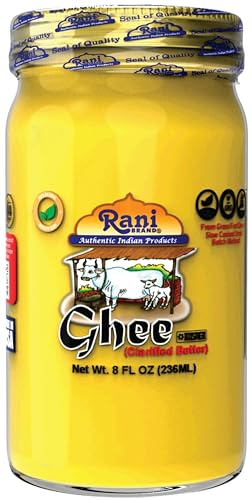 Rani Ghee Pure & Natural from Grass Fed Cows (Clarified Butter) 8oz (227g) ~ Glass Jar | Paleo Friendly | Keto Friendly | Gluten Free | Product of USA