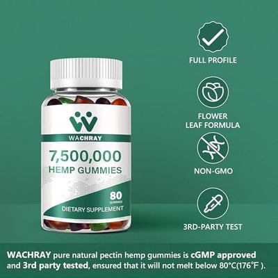 Organic Hemp Gummies High Potency for Pain Sleep Anxiety Advanced Extra Strength Edible Pure Hemp Oil Extract Relaxing Gummy Low Sugar (3-Pack)