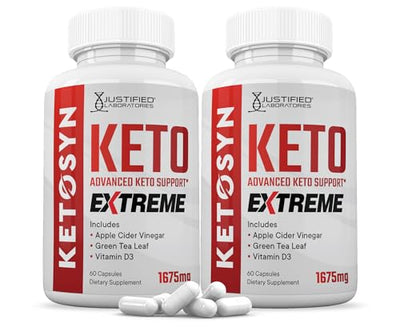 (2 Pack) Ketosyn Keto ACV Extreme Pills 1675 MG Keto Support Blend Capsule Alternative to Keto ACV Formulated with Apple Cider Vinegar Extra Virgin Olive Oil Powder Green Tea Leaf 120 Capsules