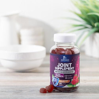 Joint Support Gummies - Glucosamine Plus Vitamin E Nature's Joint Support Supplement for Occasional Discomfort for Back, Knees & Hands - Cartilage & Joint Health & Flexibility Support - 120 Gummies
