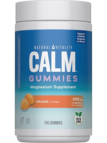 Natural Vitality Calm Magnesium Gummies | 330mg Per Serving | Orange Flavored Supplement | Gluten-Free & Vegan | 240 Count