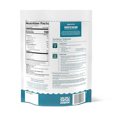 Amazon Fresh, Wild Caught Alaskan Sockeye Salmon, Frozen, 1 Lb