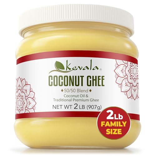 Kevala Coconut Ghee - Made with Grass Fed Cows’ Milk, Lactose-Free and Casein-Free Alternative to Butter, Unsalted Coconut Ghee for Cooking and Baking, Great for Grilling Vegetables and Meats, 2 lb