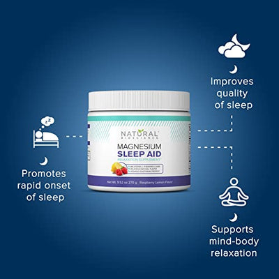 Magnesium Sleep Night Time Powder - Magnesium Citrate, Magnesium Glycinate with Melatonin, L-Theanine and GABA Sleep Aid, Natural Sleep Supplement, Vegan, Gluten-Free, Raspberry Lemon Flavor