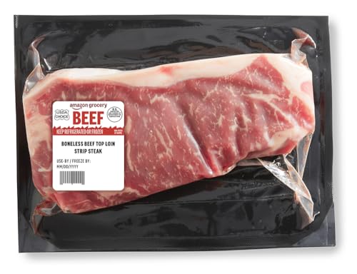 Amazon Grocery, Beef Top Loin Strip Steak, Boneless, USDA Choice, Weight Varies
